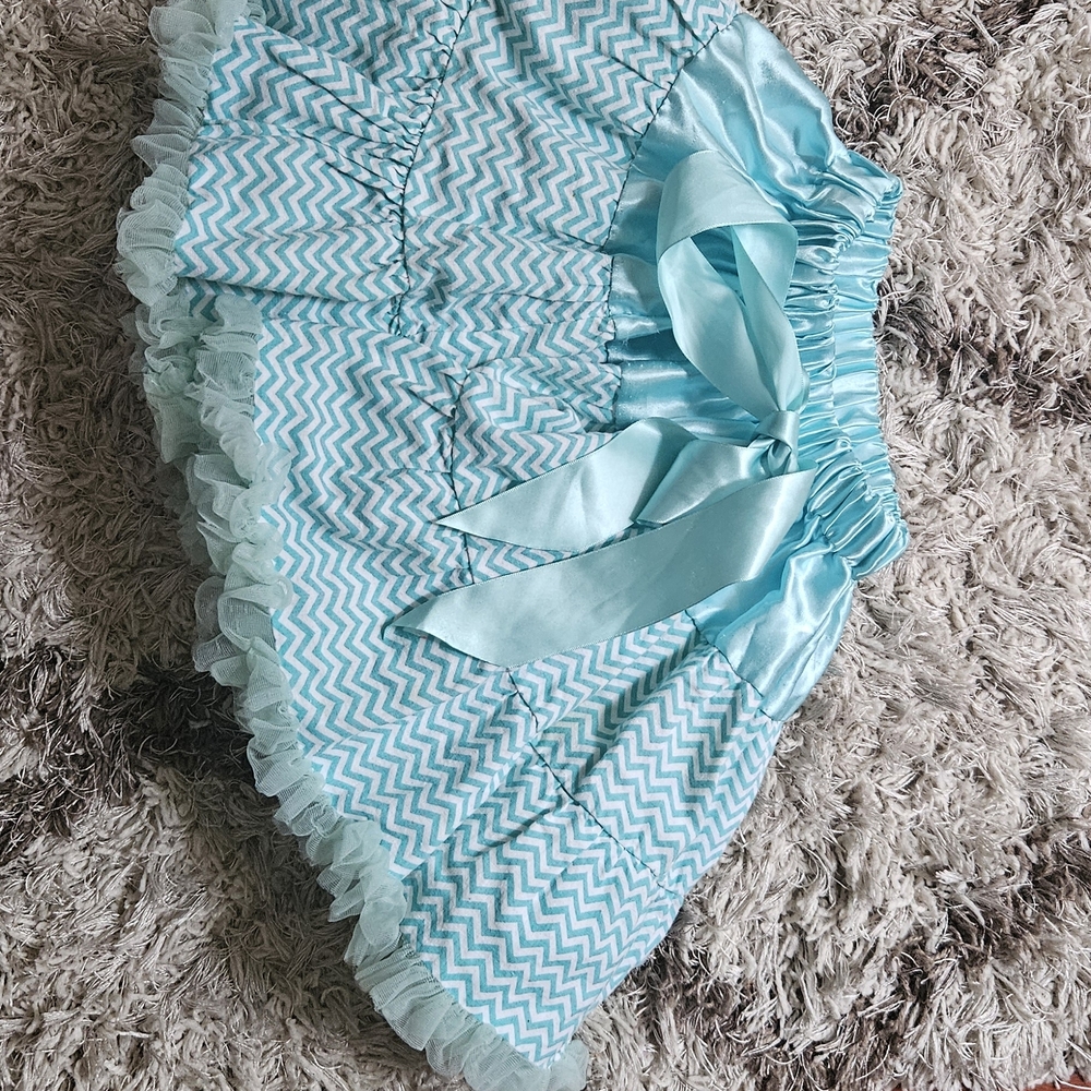 Blue Chevron Patterned Girl's Tutu Skirt